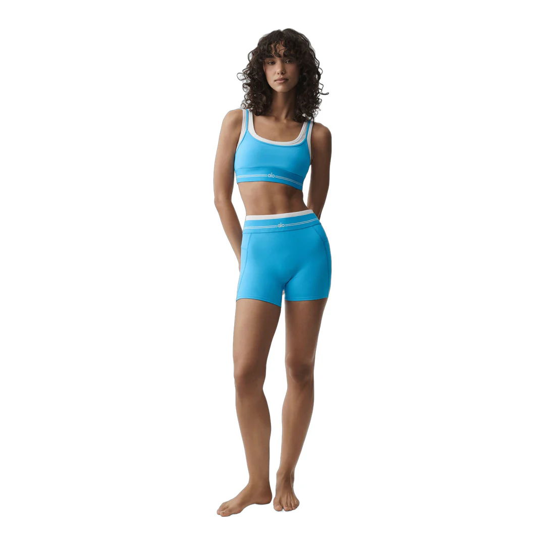 alo Airbrush High-Waist Better Together Short - Azure Blue/White - Image 4