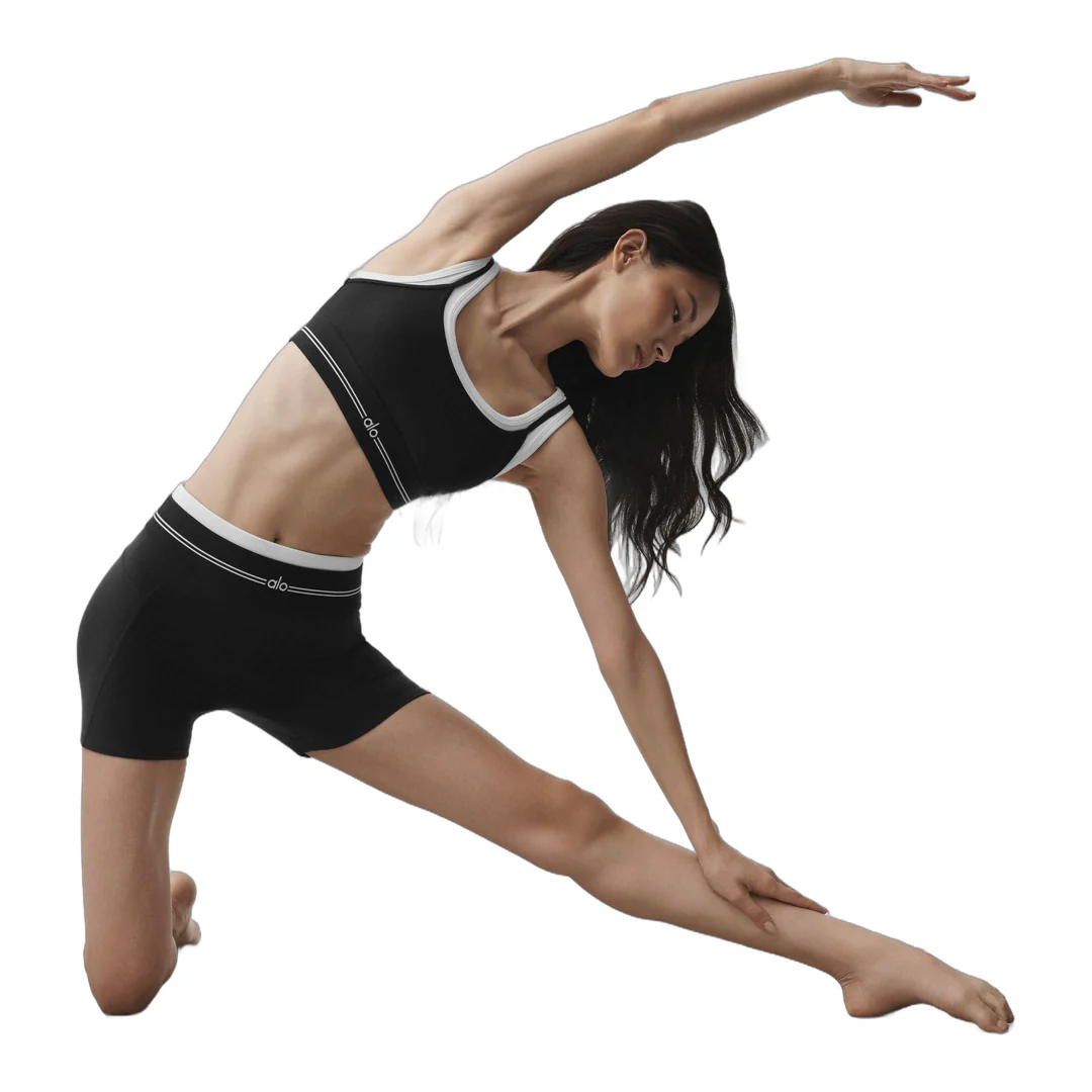 alo Airbrush High-Waist Better Together Short - Black/White - Image 4