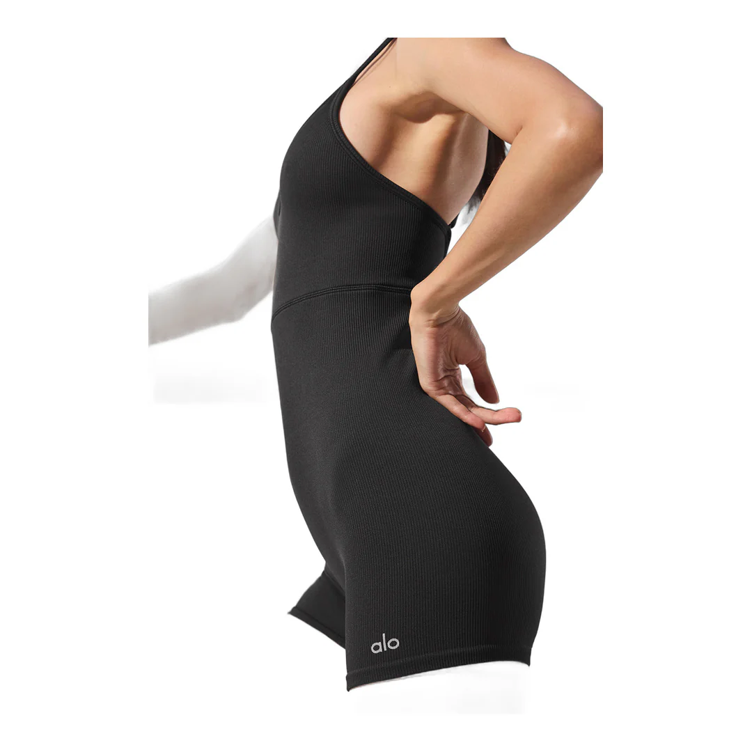 alo Seamless Ribbed Favorite Onesie - Black - Image 4