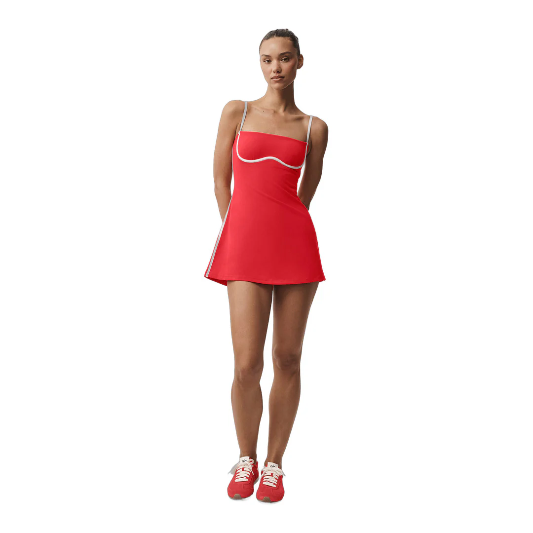 alo Airbrush Streamlined Dress - Bright Red/White - Image 6