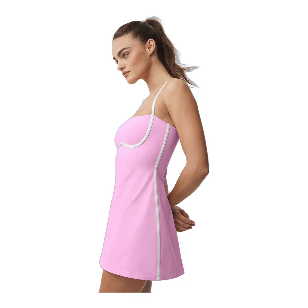 alo Airbrush Streamlined Dress - Candy Heart Pink/White - Image 2