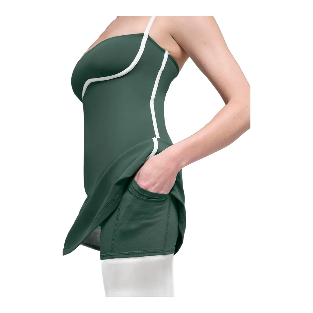 alo Airbrush Streamlined Dress - Clover Green/White - Image 2