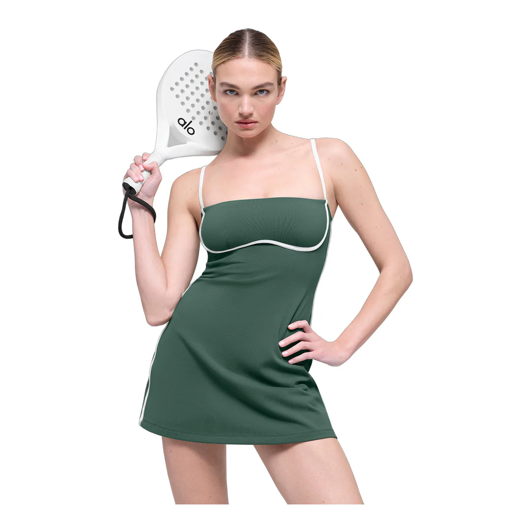 alo Airbrush Streamlined Dress - Clover Green/White - Image 3