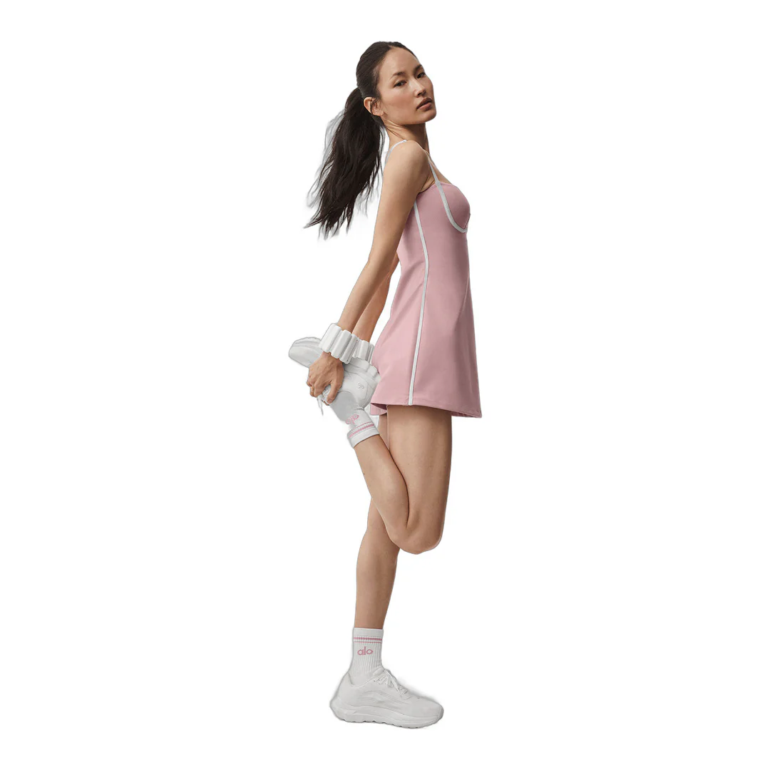 alo Airbrush Streamlined Dress - Vintage Pink/White - Image 6