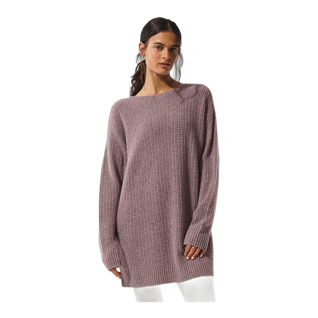 alo Cashmere Plush Waffle Dress - Mushroom Heather