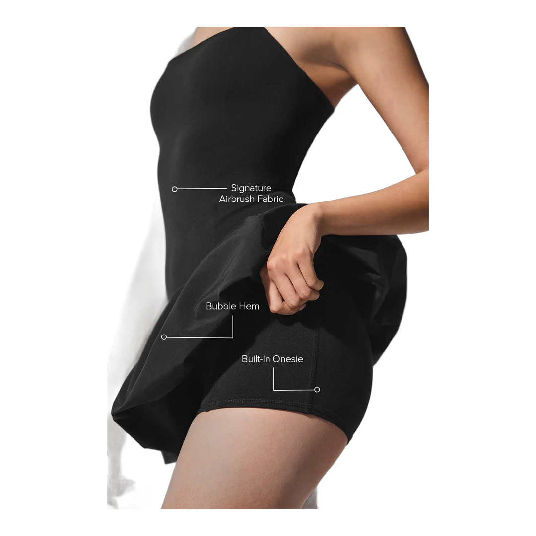 alo Airbrush Love Match Tennis Dress - Black - Image 2