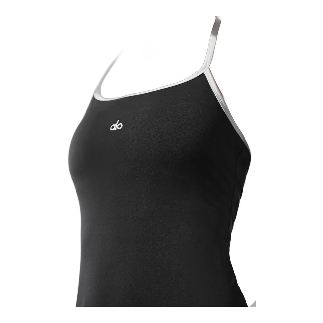 alo ALO Softsculpt Halter Tennis Dress - Black/White - Image 3