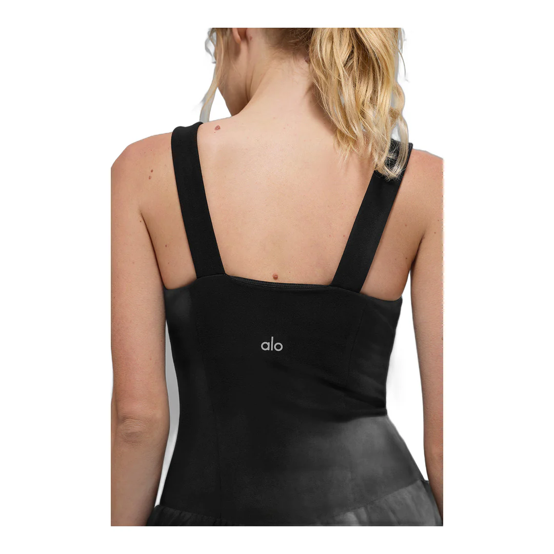 alo Alosoft Break Point Tennis Dress - Black - Image 3