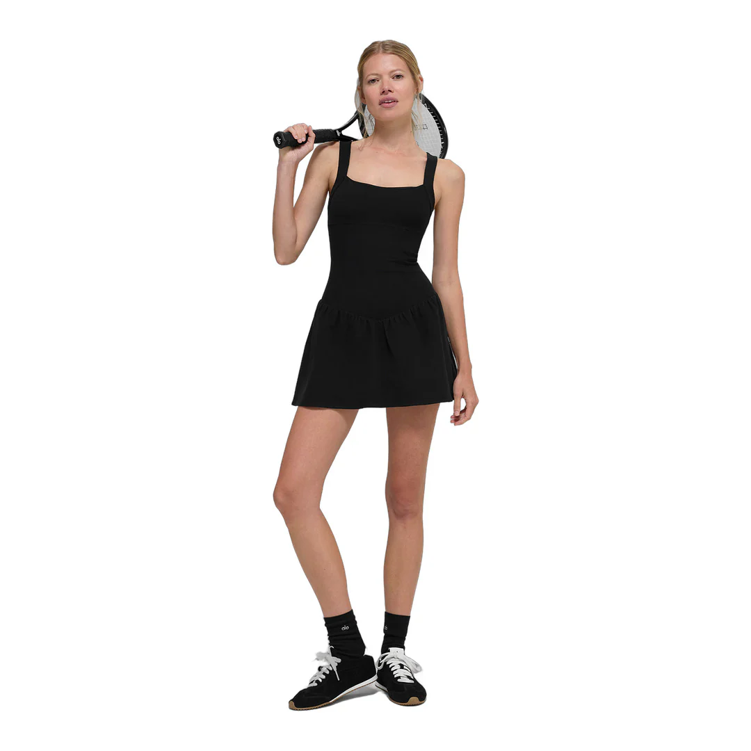 alo Alosoft Break Point Tennis Dress - Black - Image 4