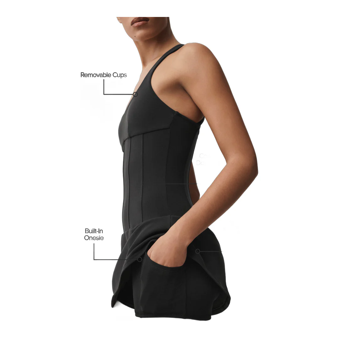 alo Airbrush Sparks Fly Corset Tennis Dress - Black - Image 2