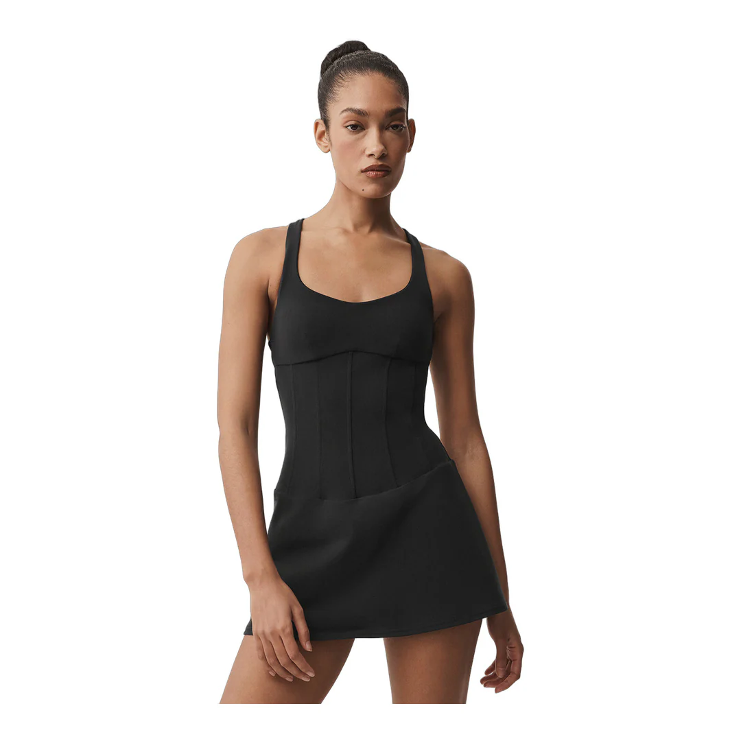 alo Airbrush Sparks Fly Corset Tennis Dress - Black - Image 3