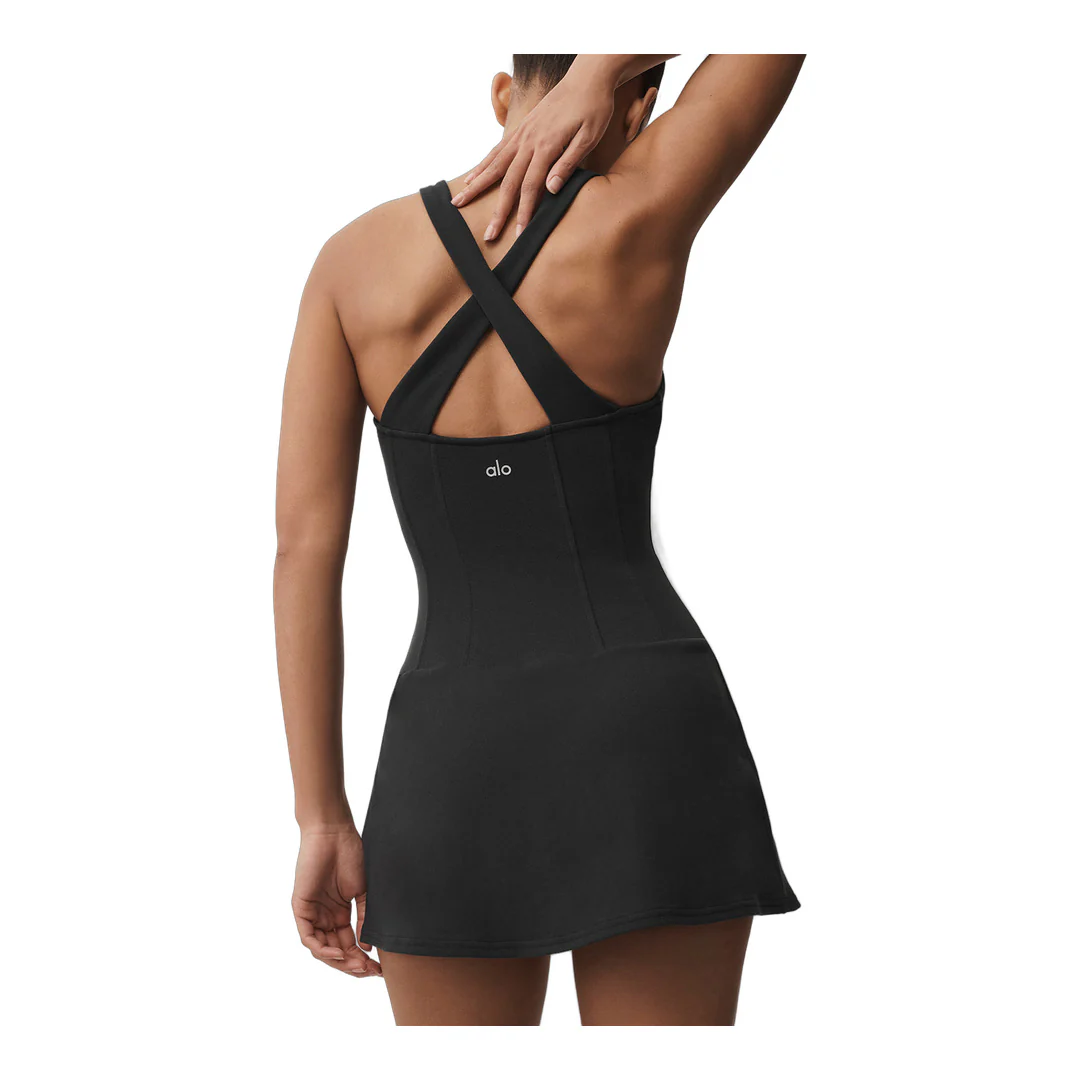 alo Airbrush Sparks Fly Corset Tennis Dress - Black - Image 4