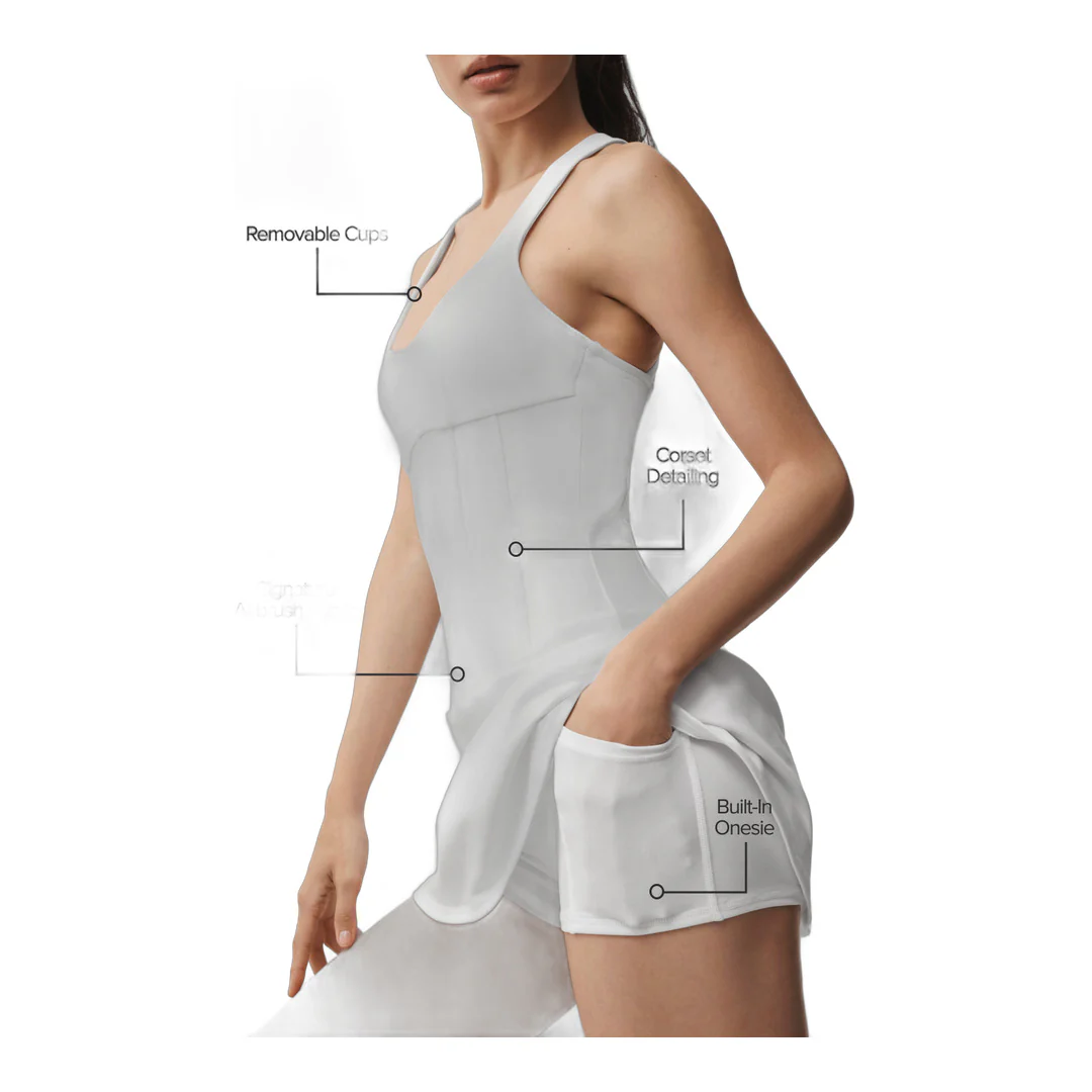 alo Airbrush Sparks Fly Corset Tennis Dress - White - Image 2