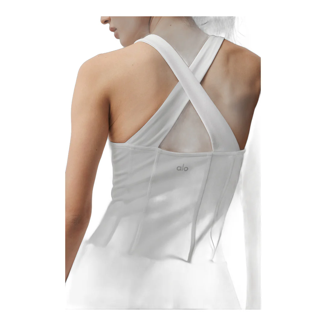 alo Airbrush Sparks Fly Corset Tennis Dress - White - Image 4