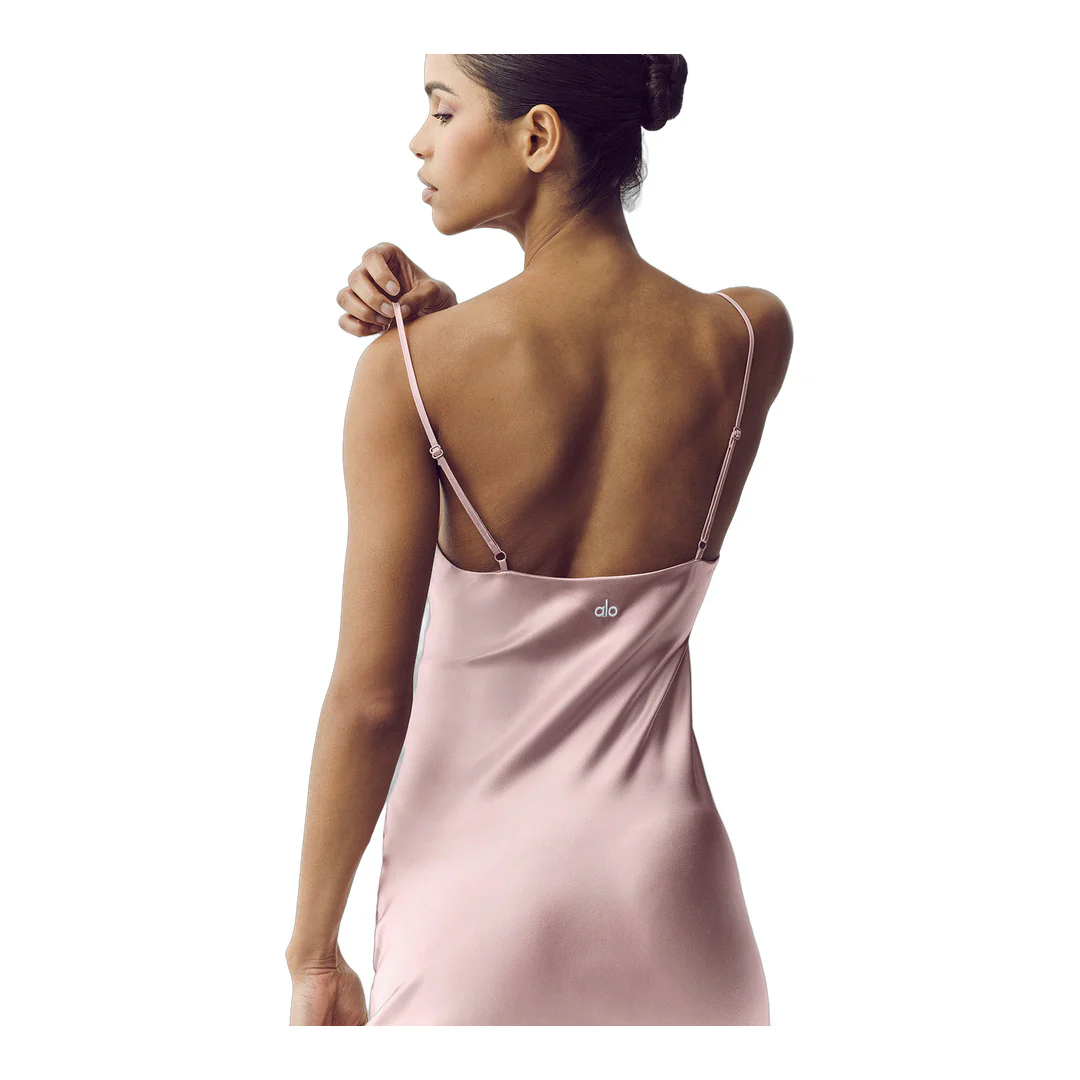 alo Silk Luminous Slip Dress - Pink Champagne - Image 2
