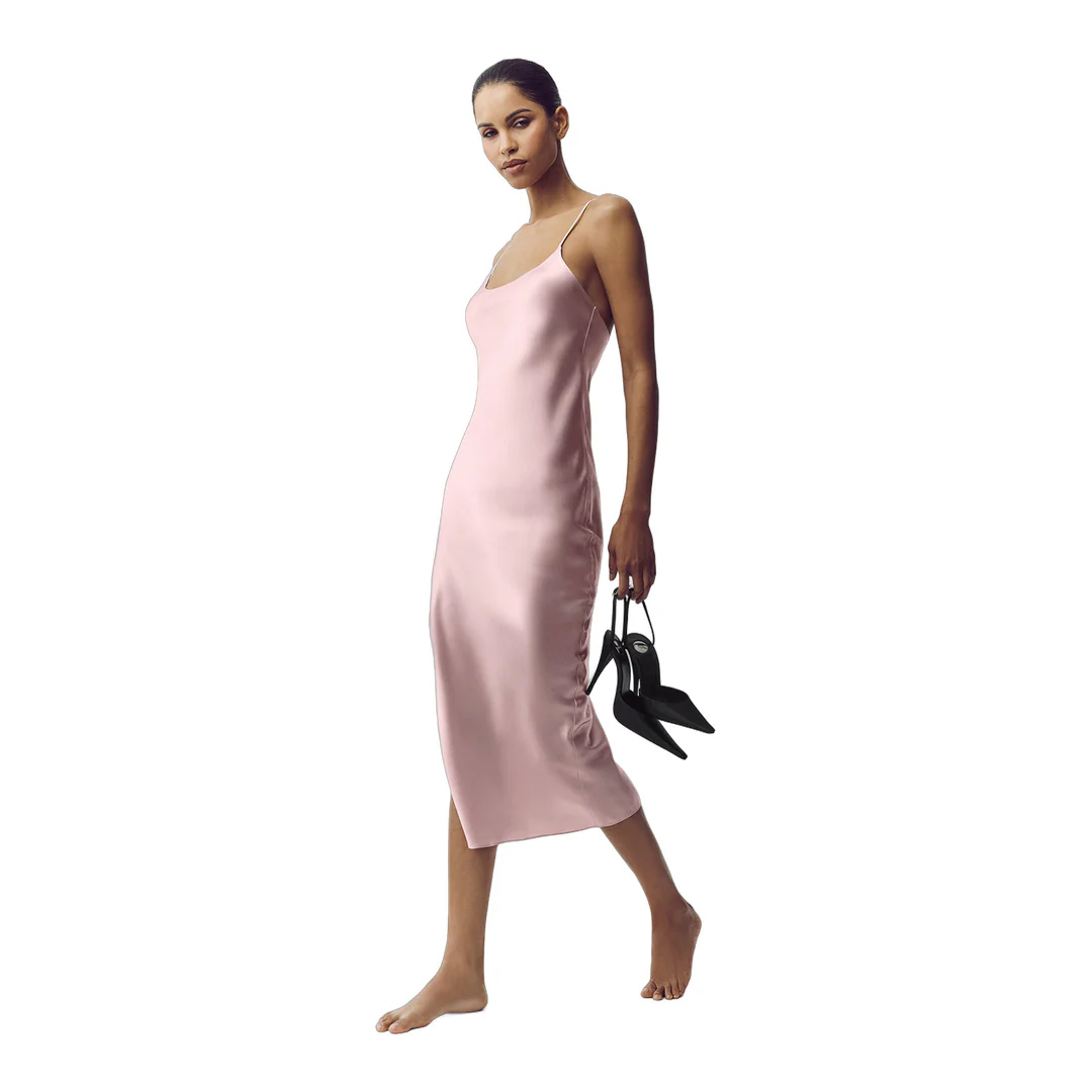 alo Silk Luminous Slip Dress - Pink Champagne - Image 6