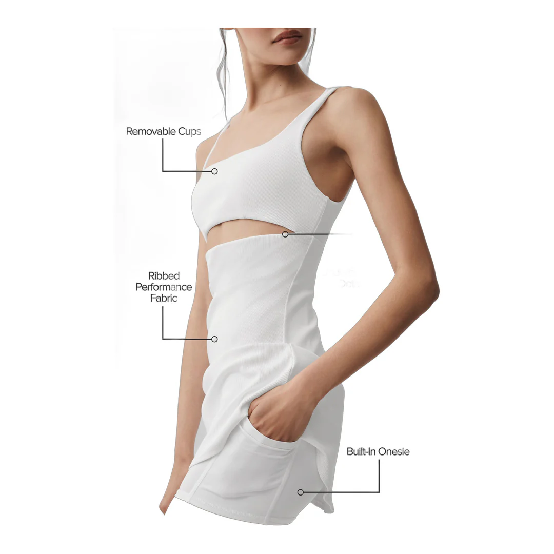 alo Slice Tennis Dress - White - Image 2