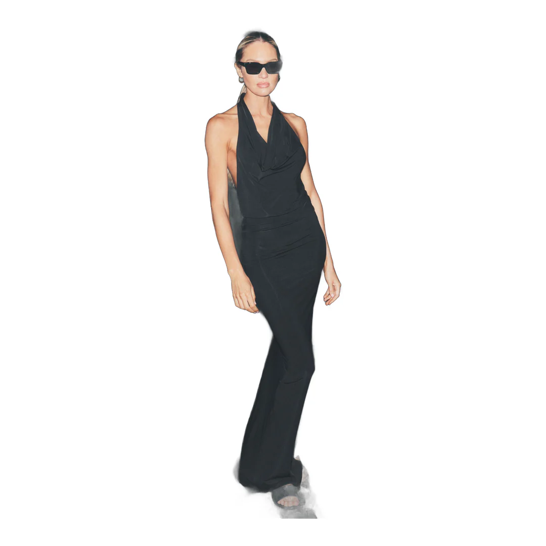 alo Summer Soiree Halter Maxi Dress - Black