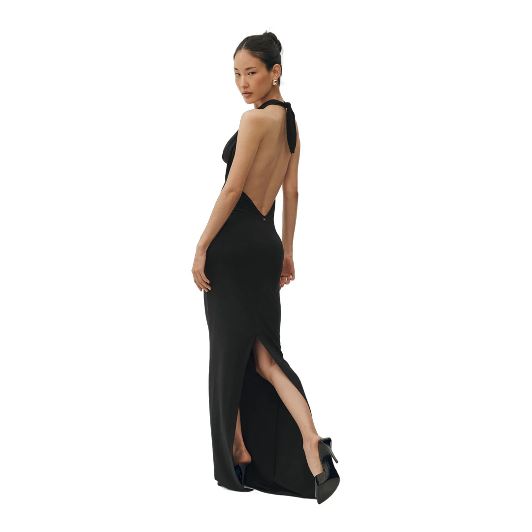 alo Summer Soiree Halter Maxi Dress - Black - Image 2