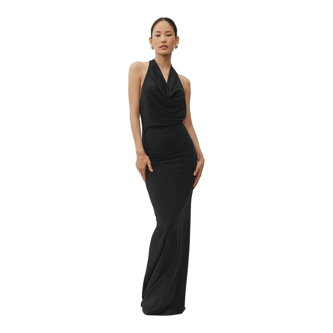 alo Summer Soiree Halter Maxi Dress - Black - Image 3