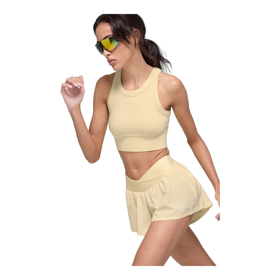 alo Seamless Delight High Neck Bra - Candlelight Yellow - Image 3