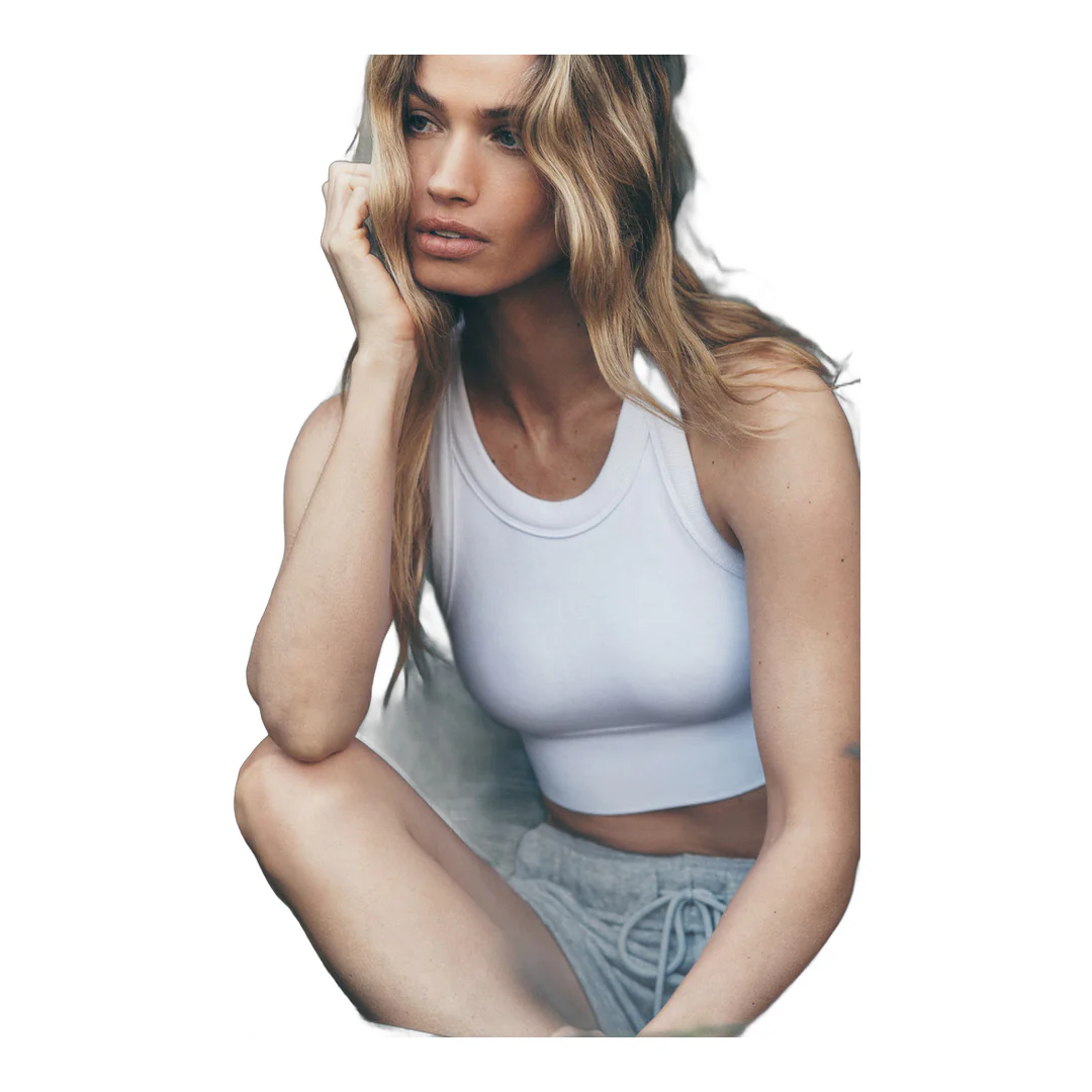 alo Seamless Delight High Neck Bra - White