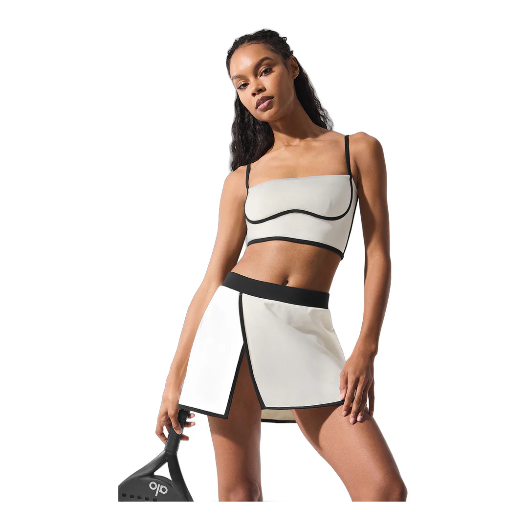 alo Airbrush Streamlined Bra Tank - Ivory/Black