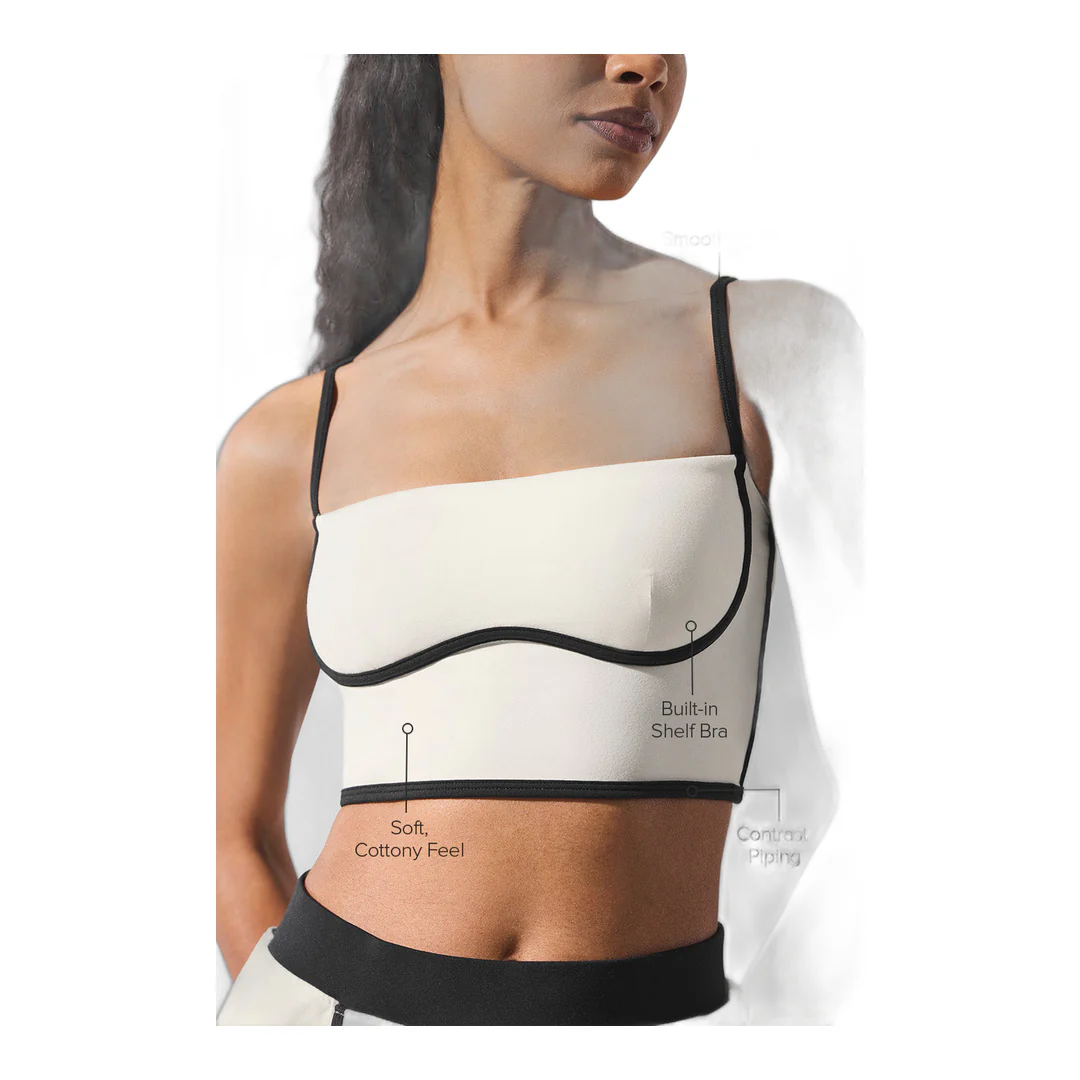 alo Airbrush Streamlined Bra Tank - Ivory/Black - Image 2