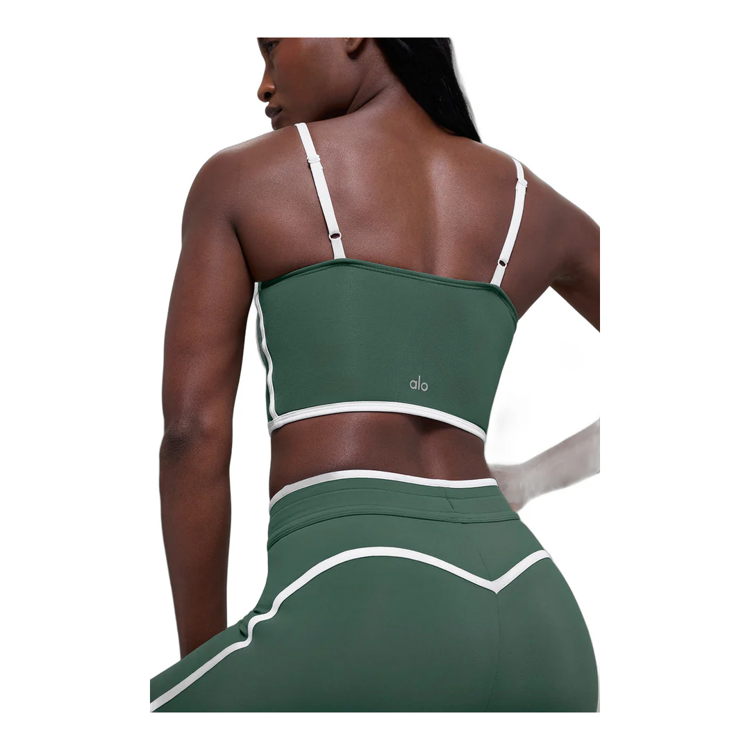 alo Airbrush Streamlined Bra Tank - Clover Green/White - Image 2