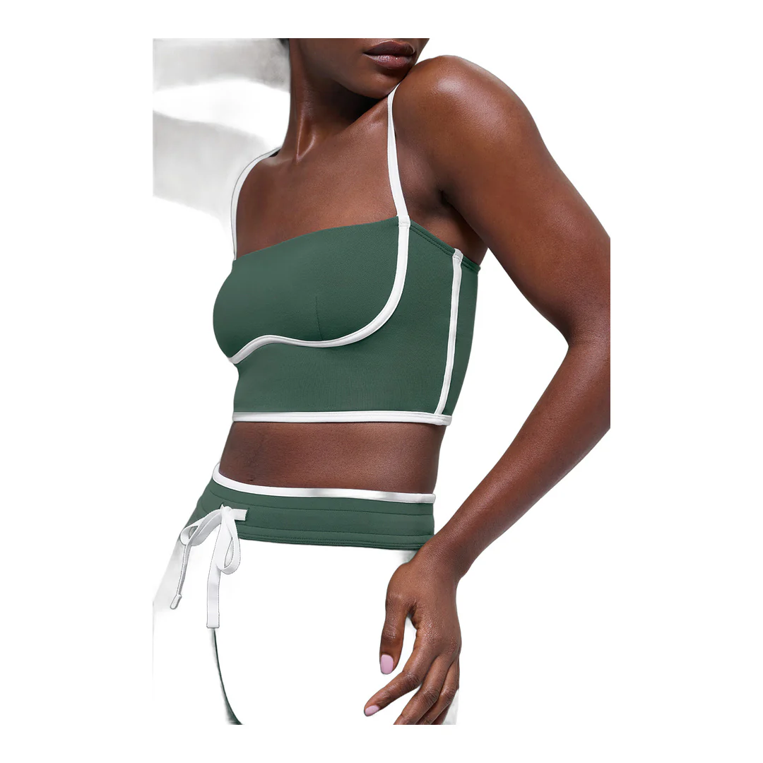 alo Airbrush Streamlined Bra Tank - Clover Green/White - Image 3