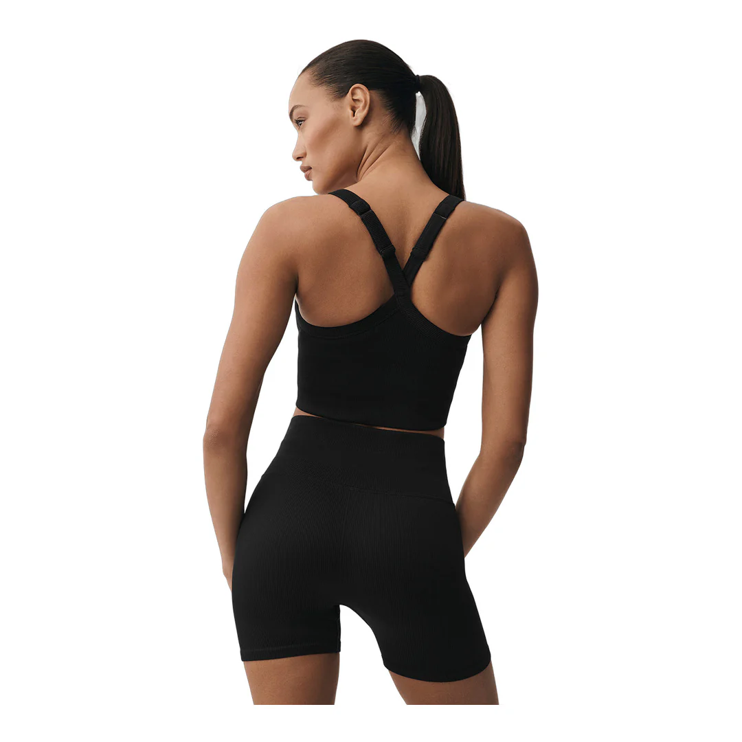 alo Seamless Ribbed Favorite Bra Tank - Black - Image 2