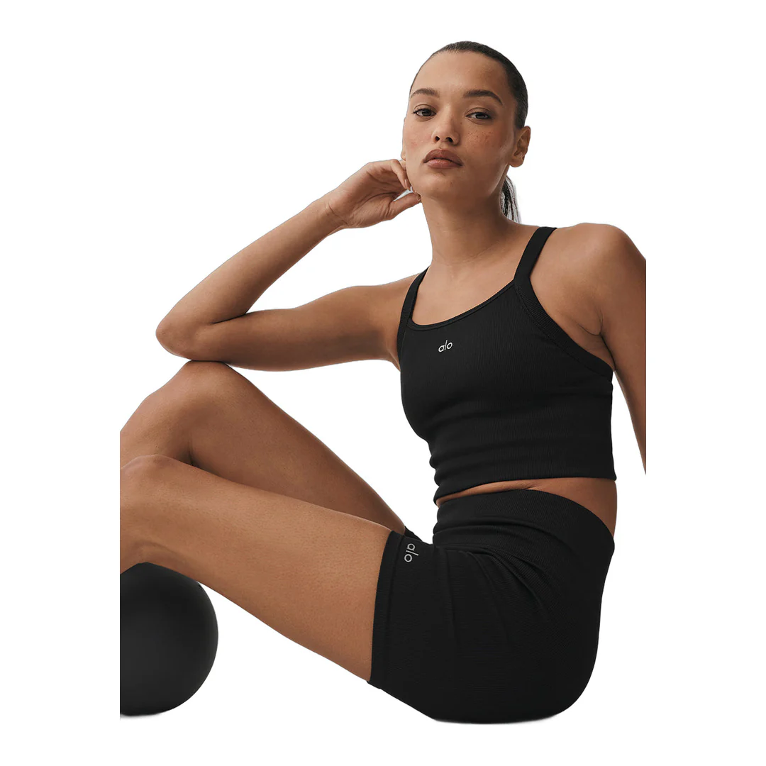 alo Seamless Ribbed Favorite Bra Tank - Black - Image 5