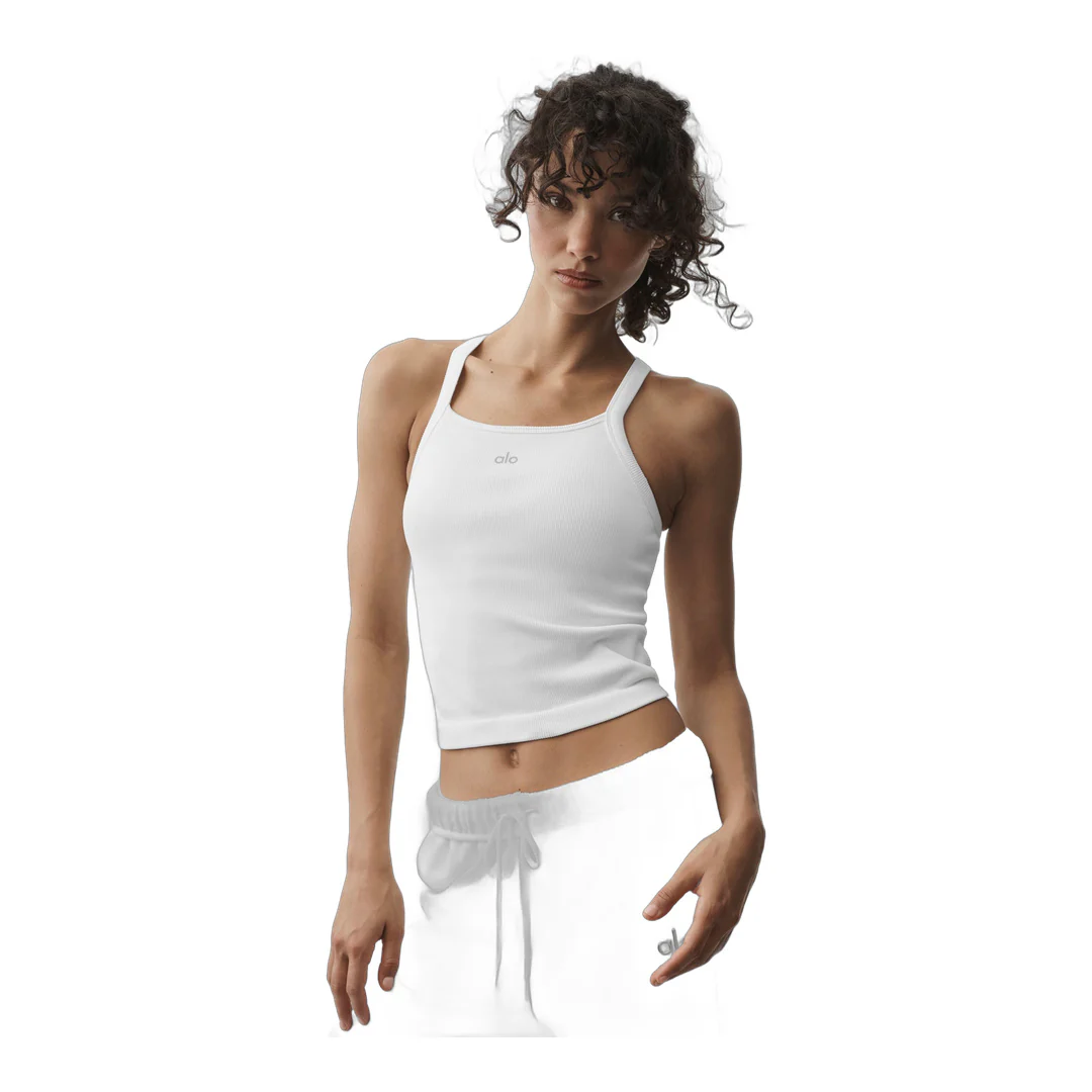 alo Seamless Ribbed Favorite Full Length Bra Tank - White