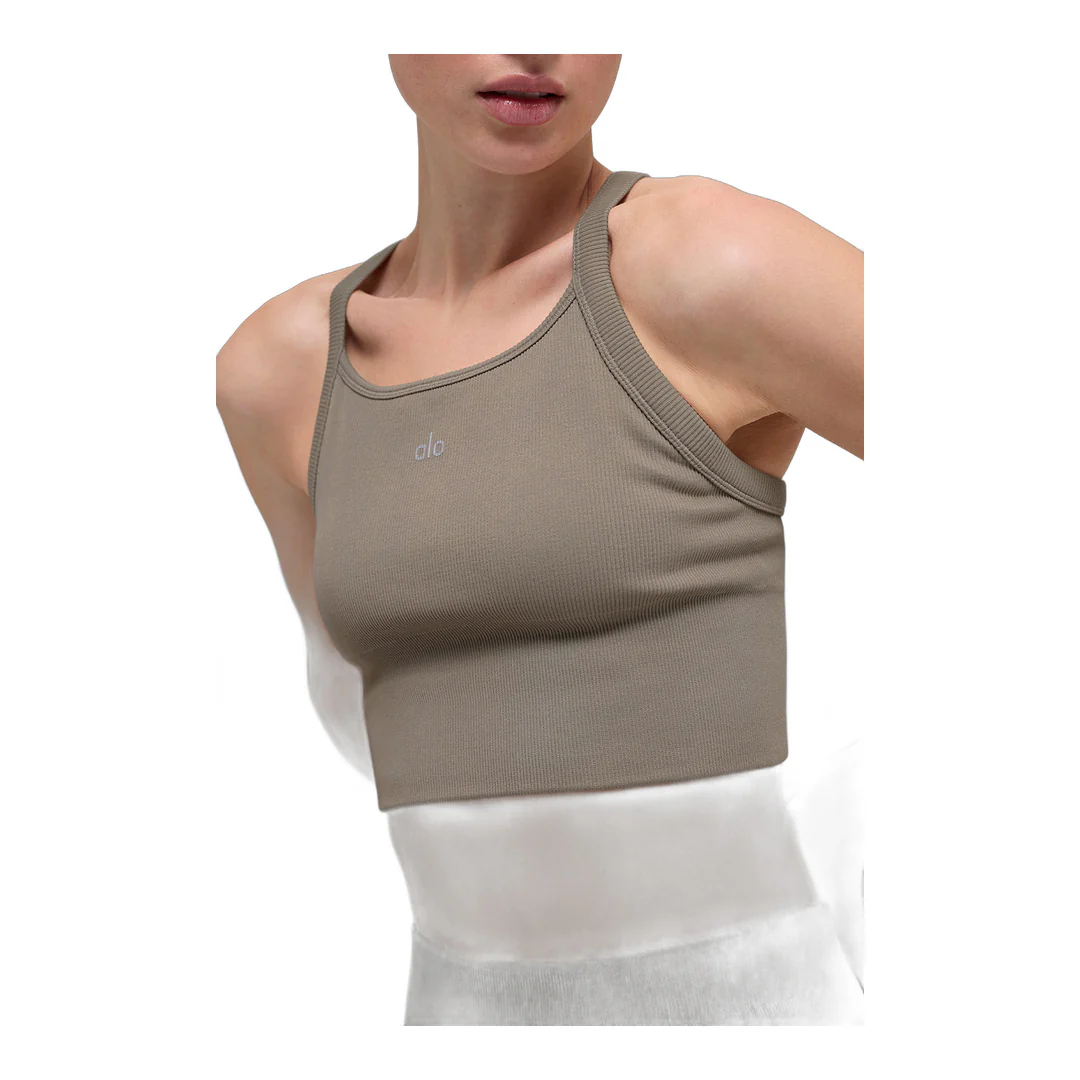 alo Seamless Ribbed Favorite Bra Tank - Light Cocoa - Image 3