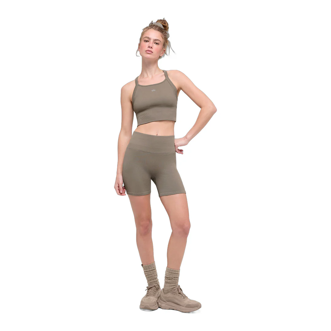 alo Seamless Ribbed Favorite Bra Tank - Light Cocoa - Image 4