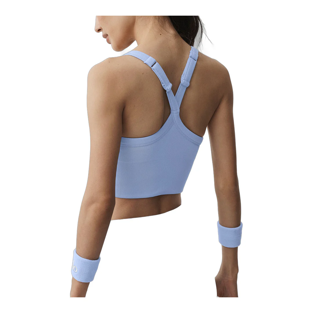 alo Seamless Ribbed Favorite Bra Tank - Light Provence Blue - Image 2