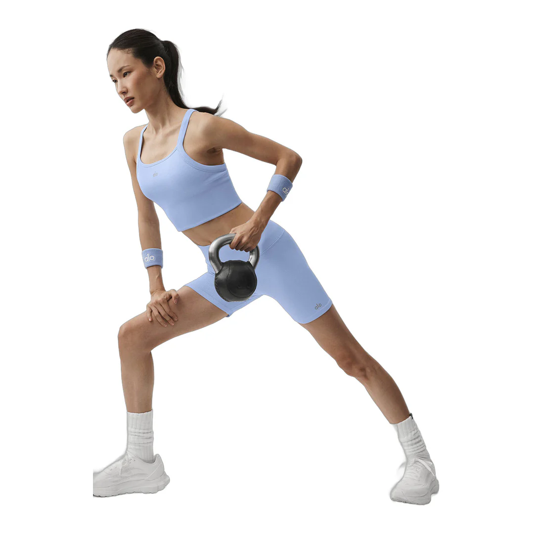 alo Seamless Ribbed Favorite Bra Tank - Light Provence Blue - Image 4