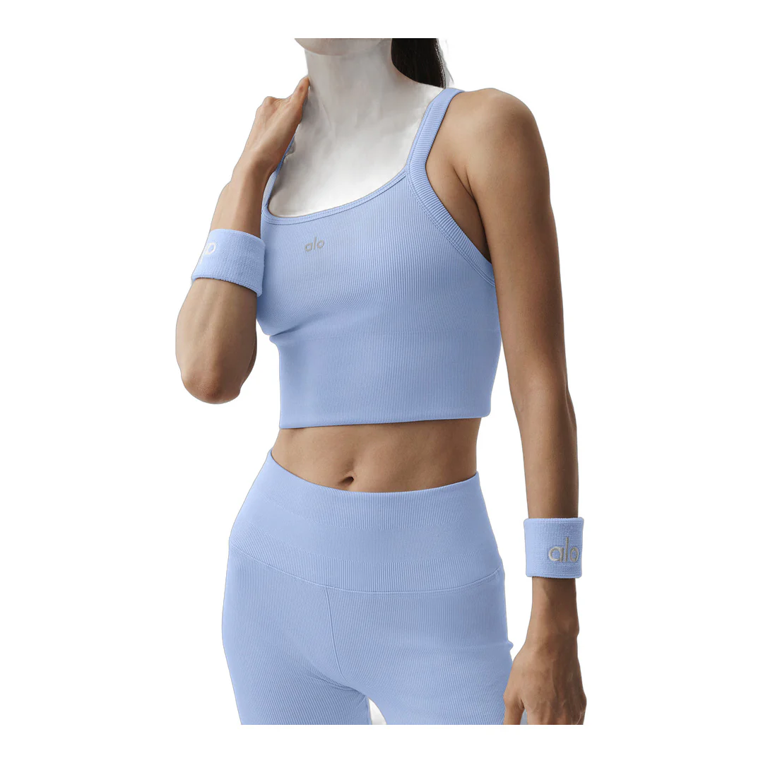 alo Seamless Ribbed Favorite Bra Tank - Light Provence Blue - Image 5