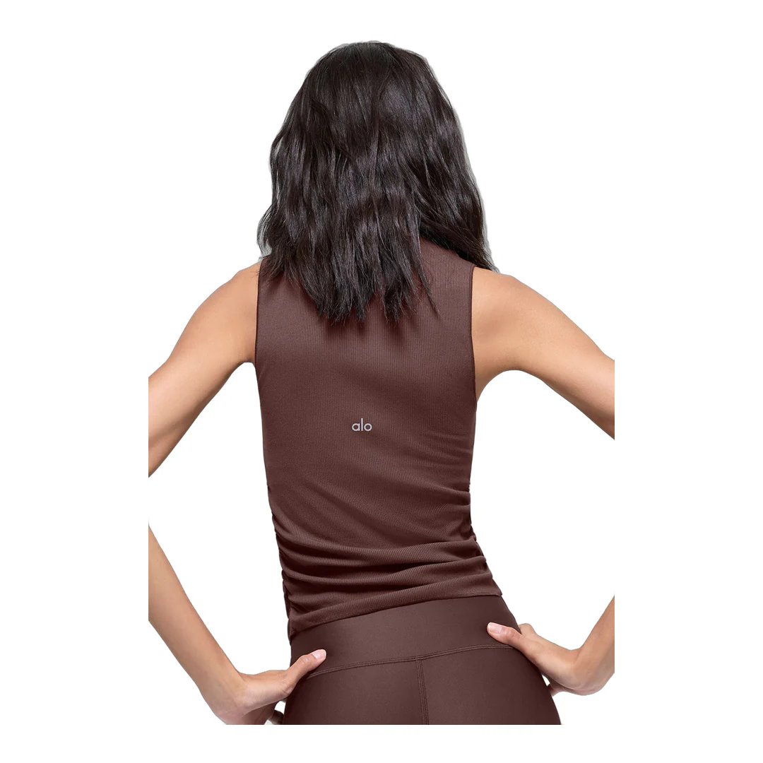 alo Ribbed En Pointe Tank - Brownstone - Image 2