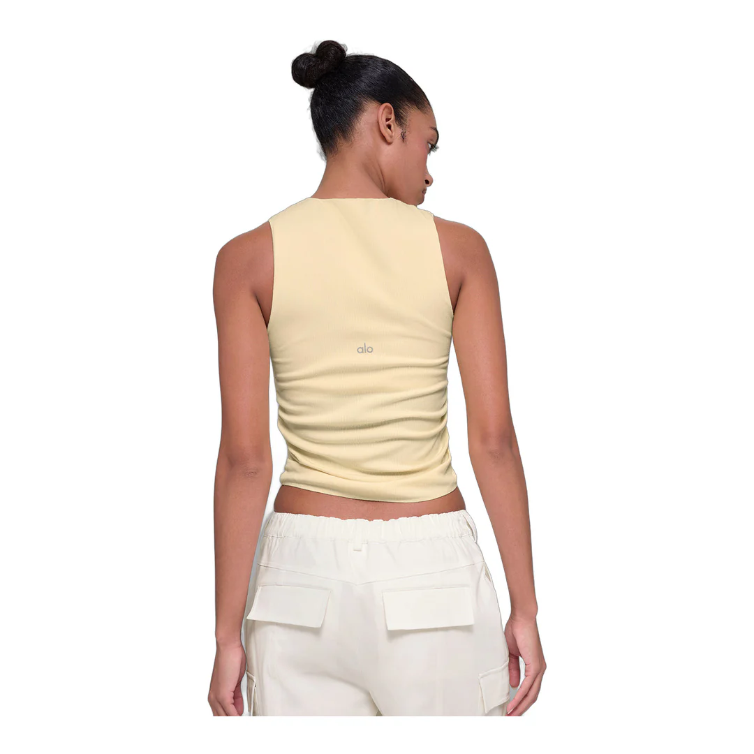 alo Ribbed En Pointe Tank - Candlelight Yellow - Image 2