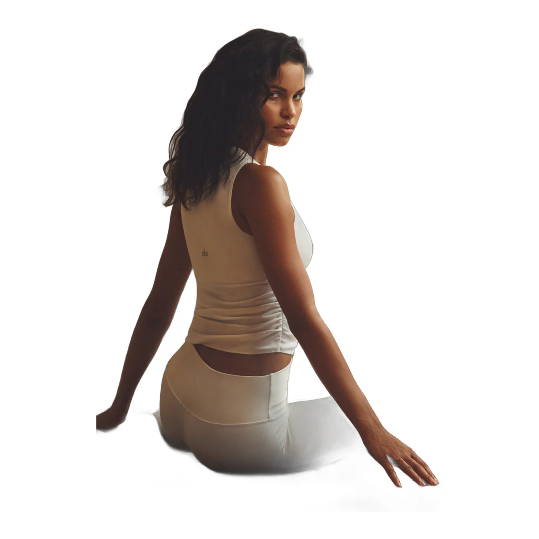 alo Ribbed En Pointe Tank - Ivory - Image 2