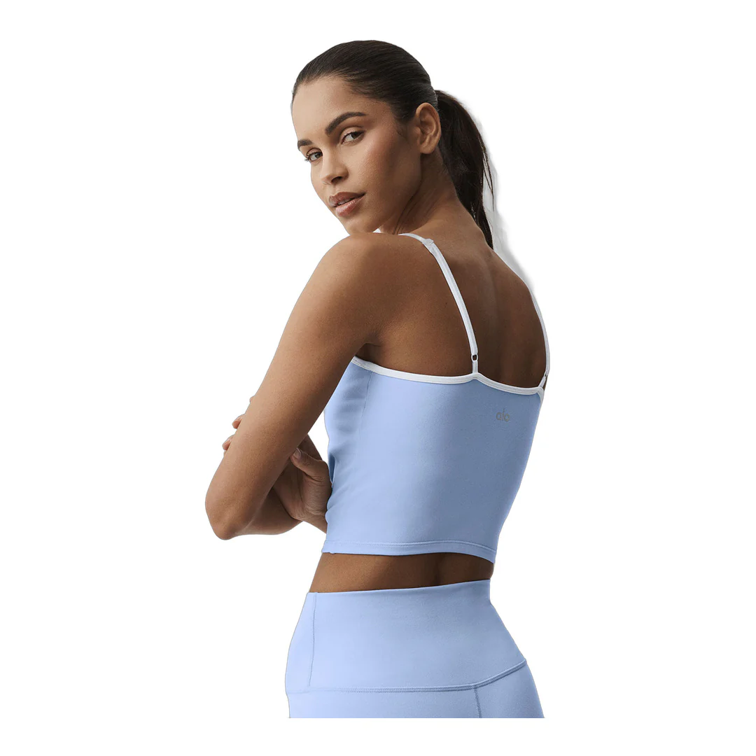 alo Airbrush Refined Bra Tank - Light Provence Blue/White - Image 2