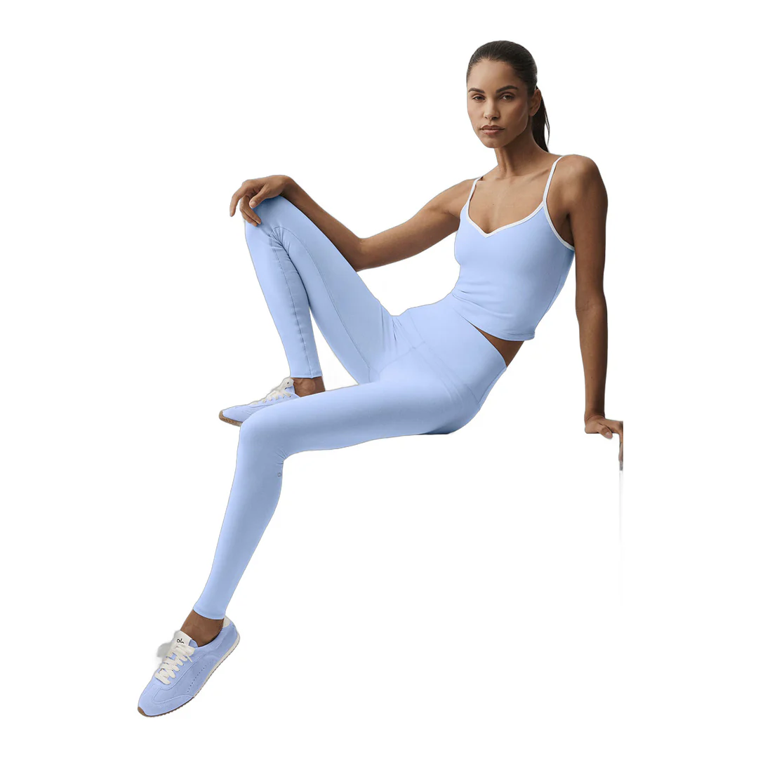 alo Airbrush Refined Bra Tank - Light Provence Blue/White - Image 5