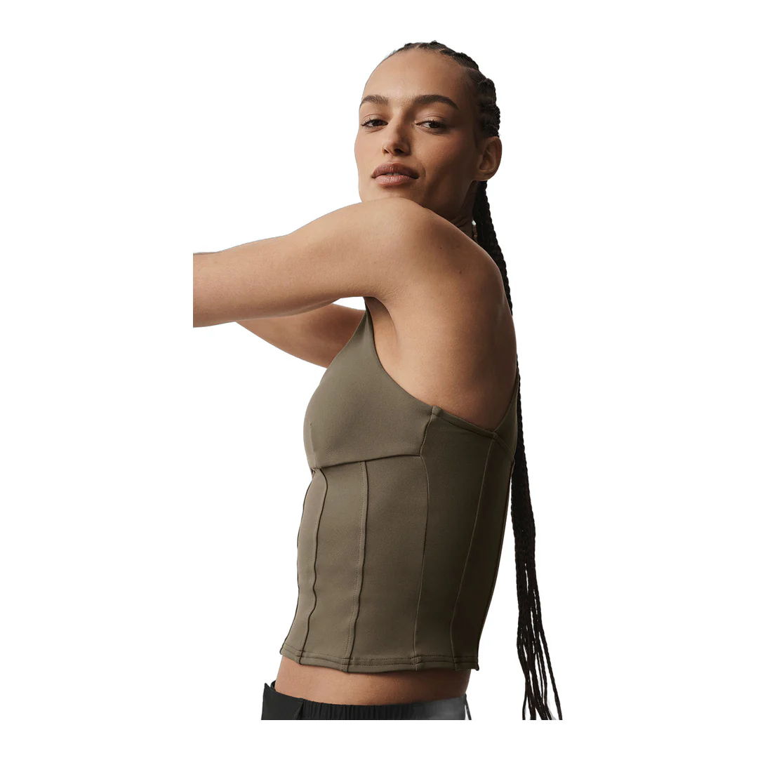 alo Airbrush Sparks Fly Corset Tank - Olive Tree - Image 3