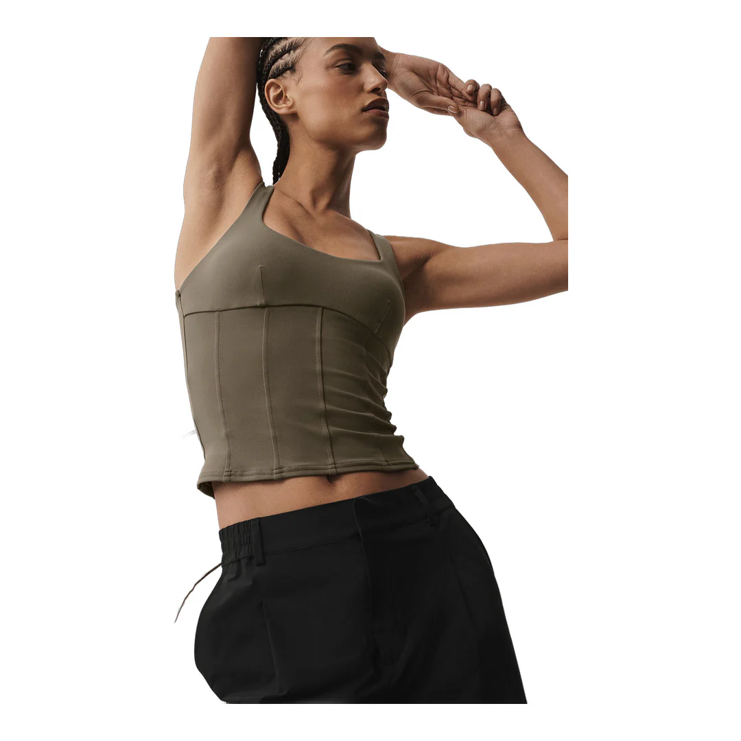 alo Airbrush Sparks Fly Corset Tank - Olive Tree - Image 4