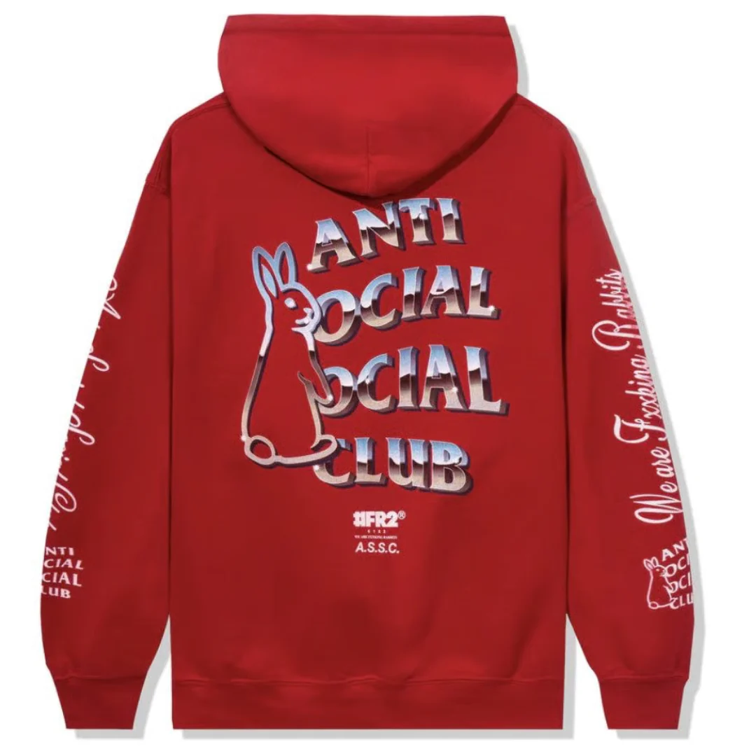 ANTI SOCIAL SOCIAL CLUB FR2 X MAGNETISM HOODIE RED - Image 2