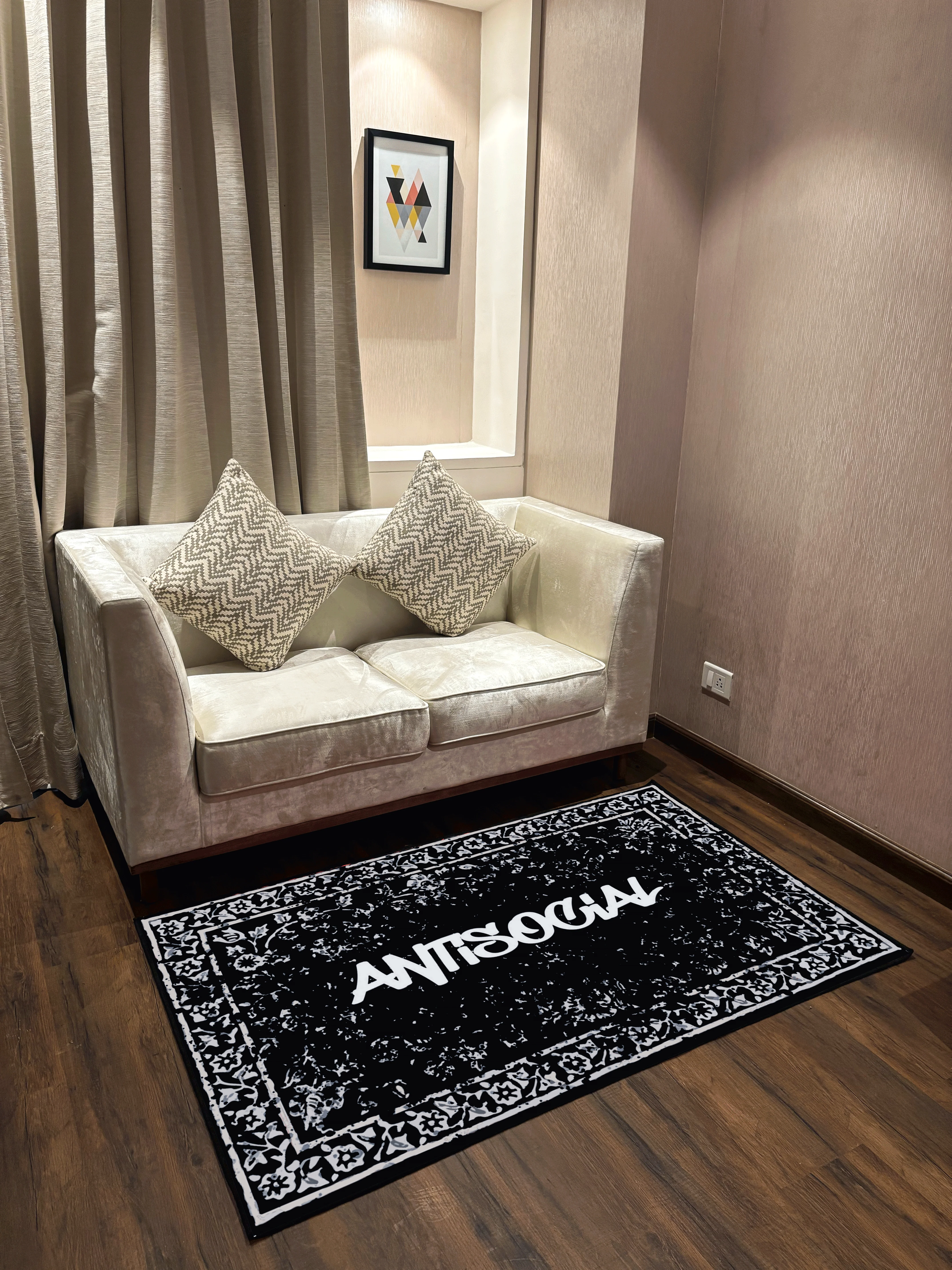 Anti Social Traditional design Washable  Custom Rug - Image 3