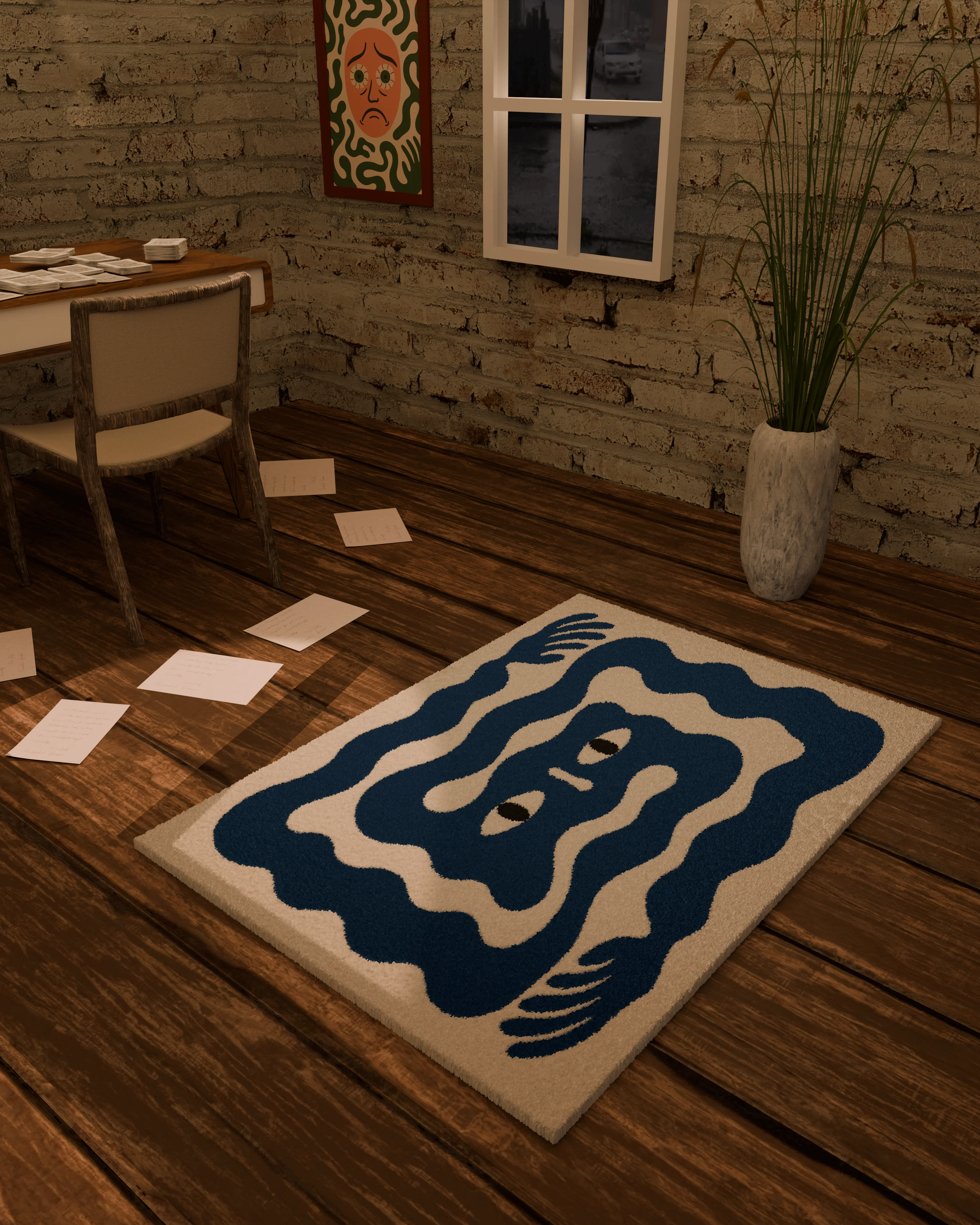 Anxiety hands emotion Tufted Custom Rug - Image 2
