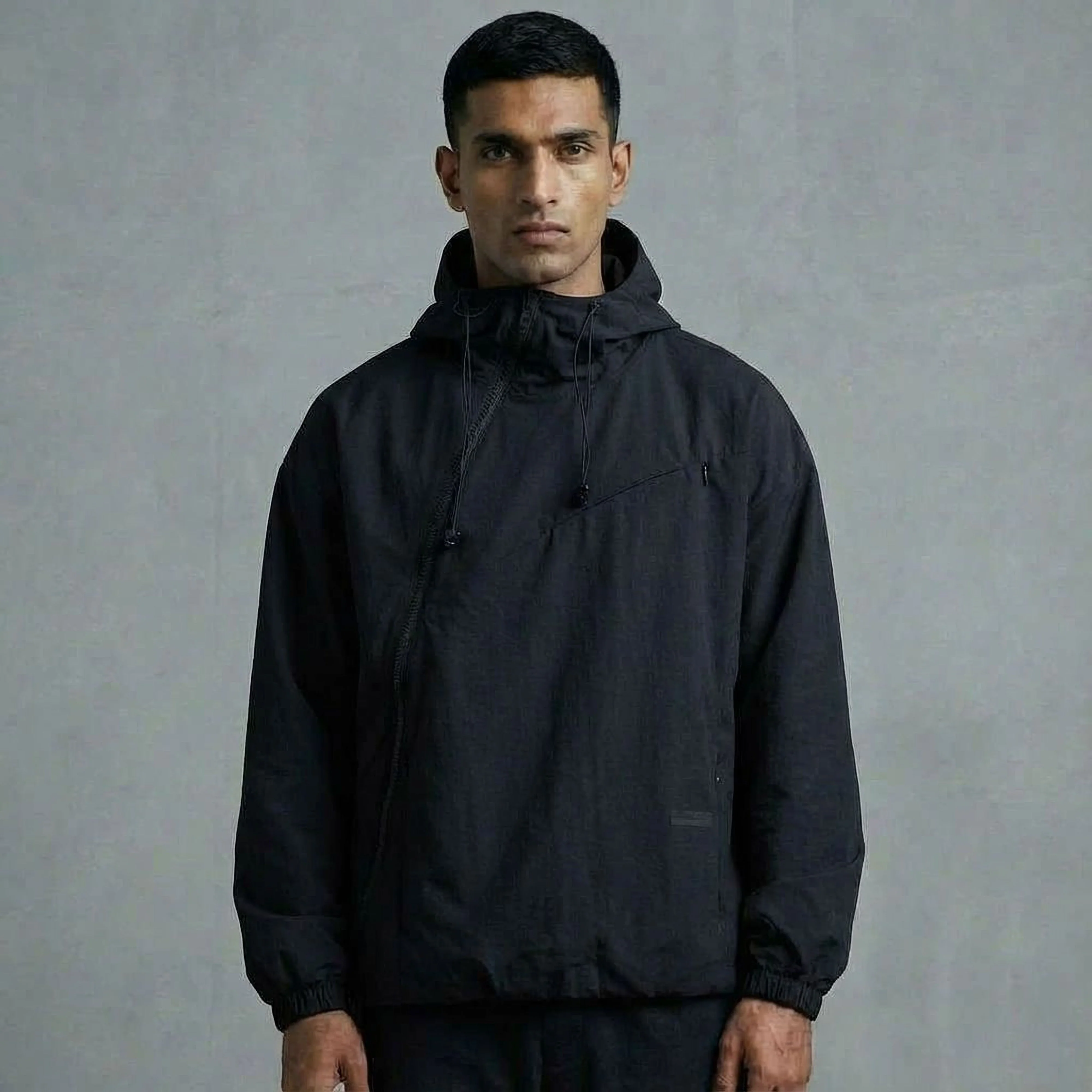 ASYMMETRIC SHELL JACKET- BLACK - Image 5