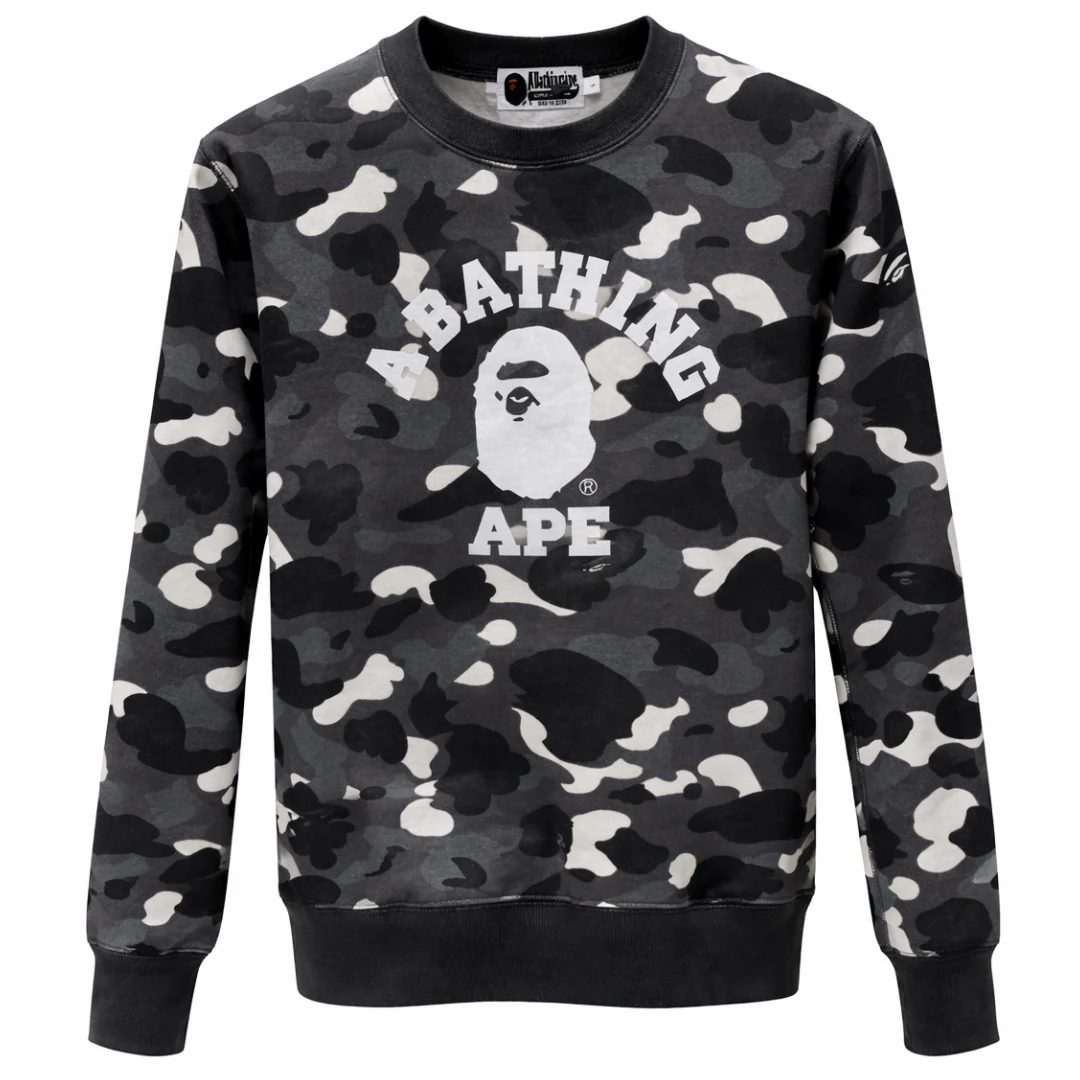 BAPE SWEATSHIRT CAMO BLACK WHITE